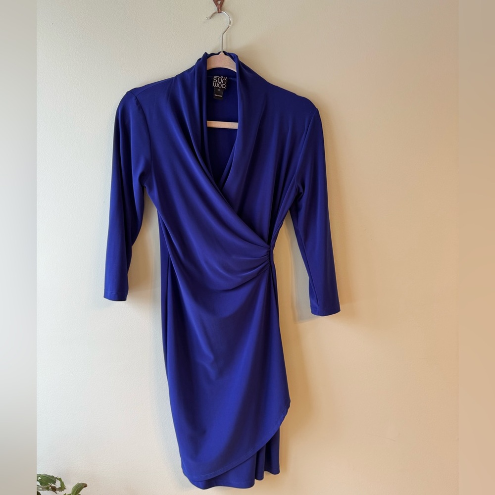 CLARA SUNWOO Royal Blue Long Sleeve Dress